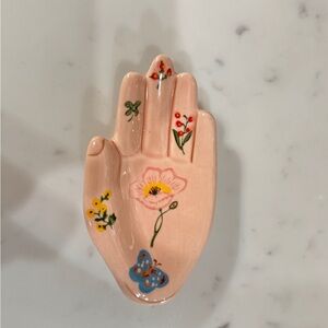 Anthropologie Hand-Shaped Trinket Dish - Peach and Multicolor